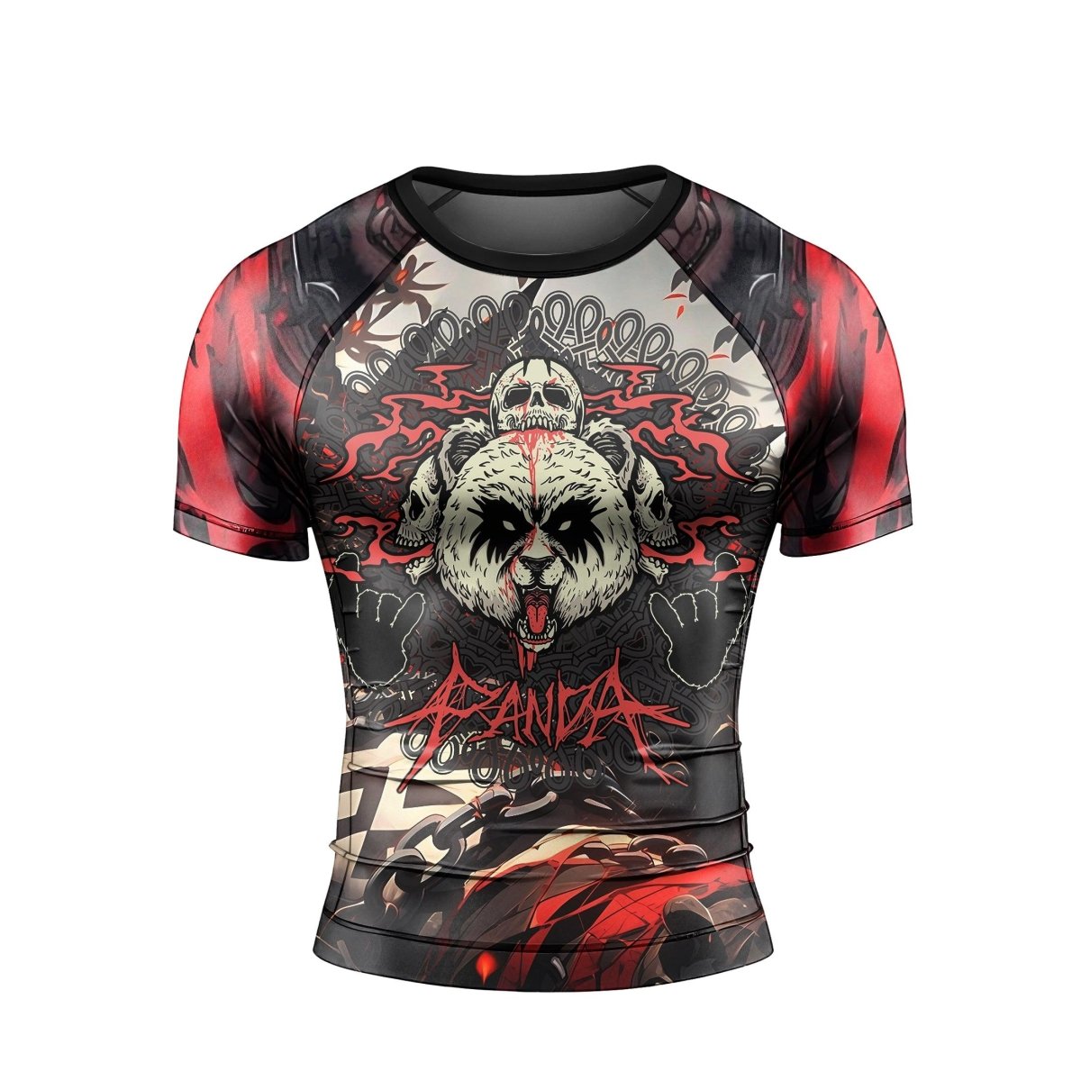 Panda Skull Short Sleeve Rash Guard - BattleFitGear