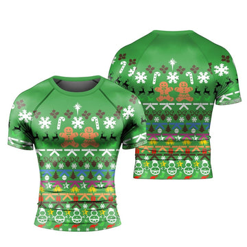 Christmas Gingerbread Short Sleeve Rash Guard - BattleFitGear