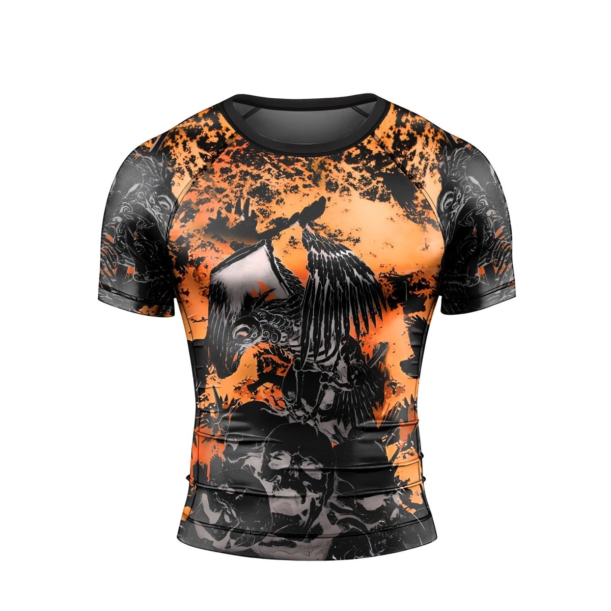 Raven Skull Men's Short Sleeve Rash Guard - BattleFitGear