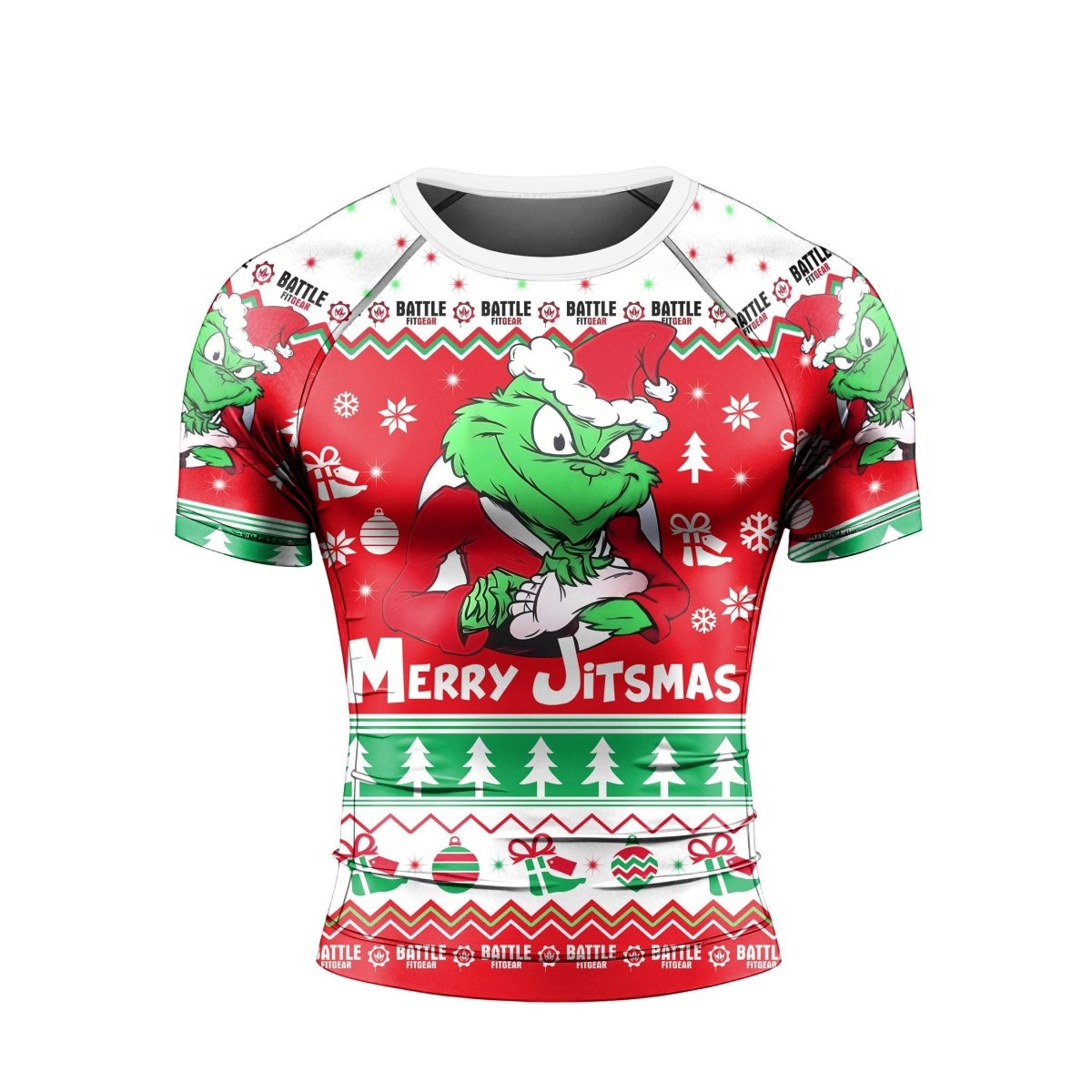 Funny Santa Grinch Short Sleeve Rash Guard - BattleFitGear