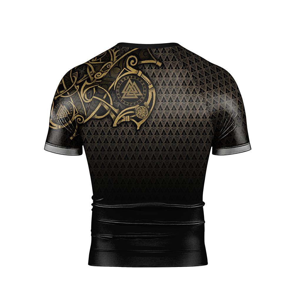 Viking Fenrir Symbol Rune Men's Short Sleeve Rash Guard