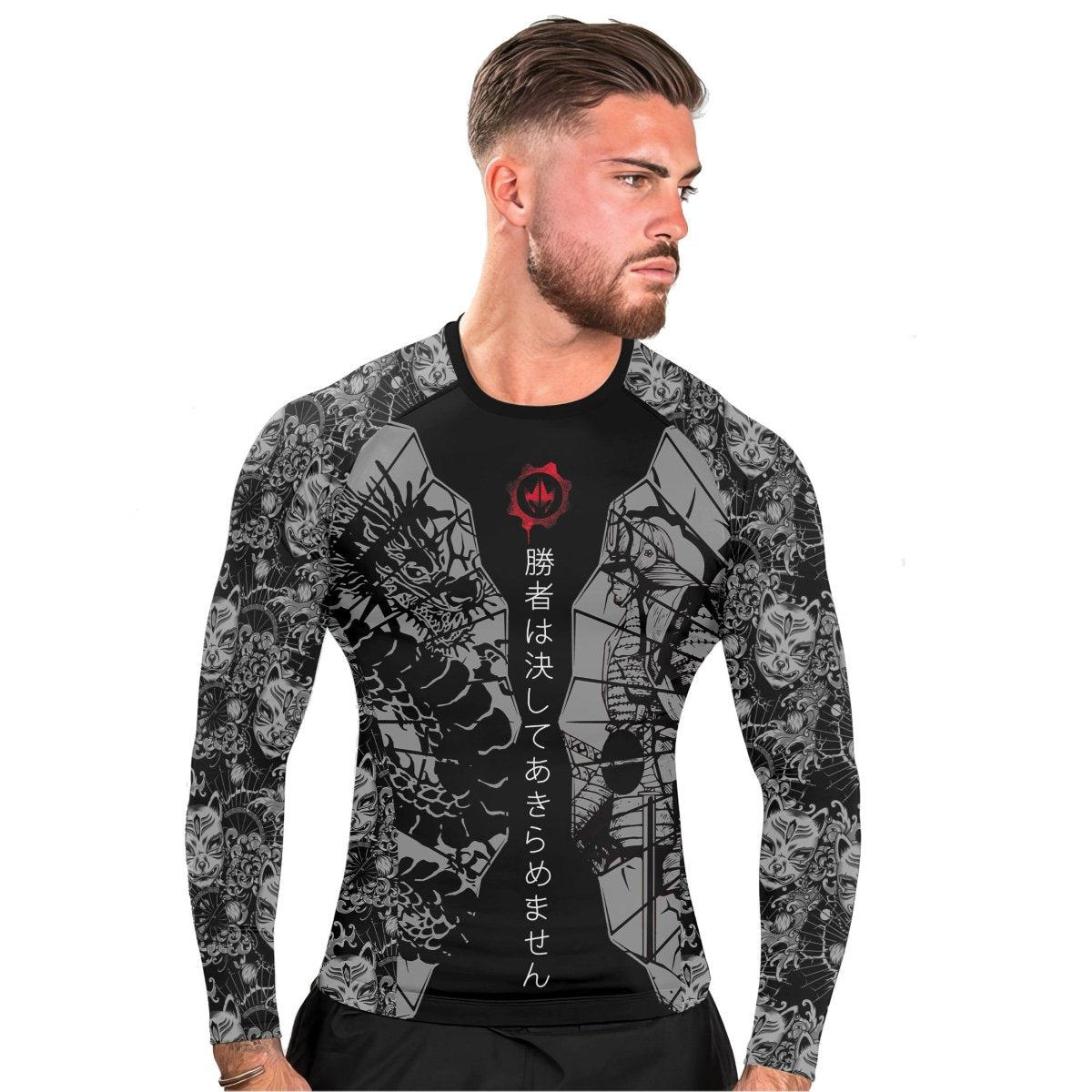 Samurai VS Dragon Men's Long Sleeve Rash Guard - BattleFitGear