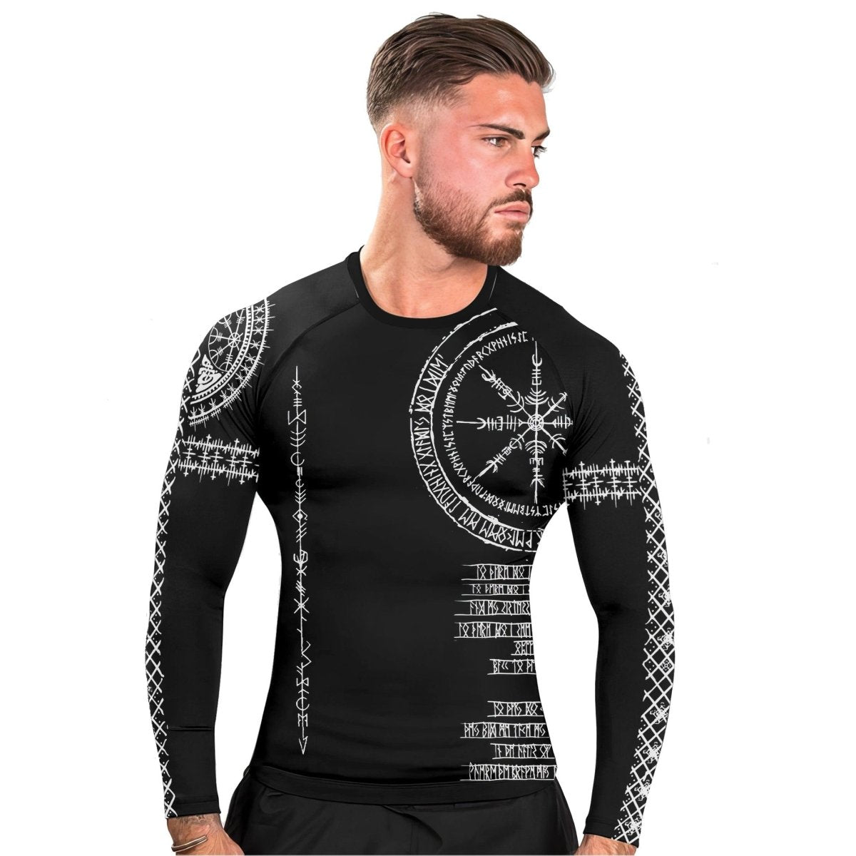 Vikings Shield Runes Men's Long Sleeve Rash Guard - BattleFitGear