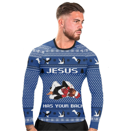 Jesus Santa Choking Long Sleeve Rash Guard - BattleFitGear