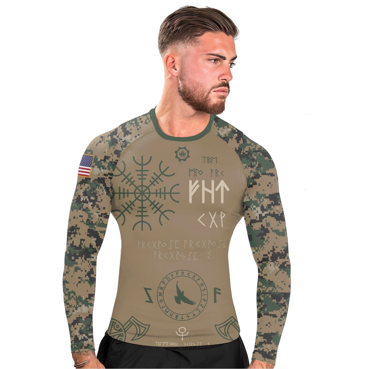 Marine Veteran Viking Men's Long Sleeve Rash Guard - BattleFitGear