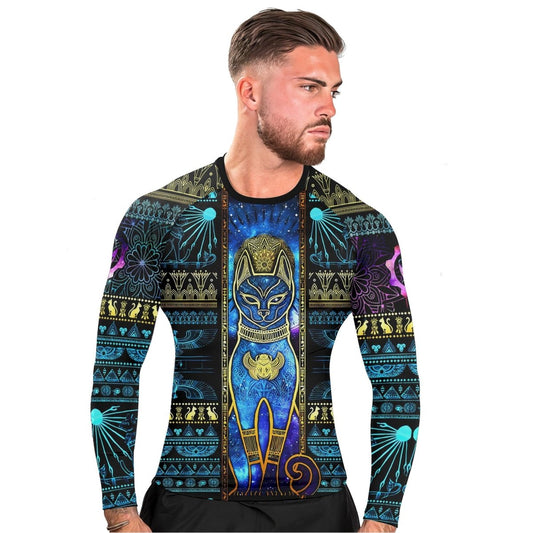 Bastet Galaxy Men's Long Sleeve Rash Guard - BattleFitGear