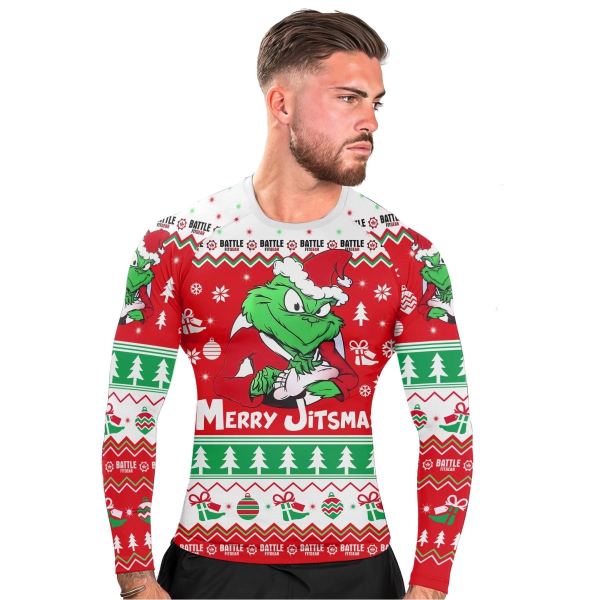 Funny Santa Grinch Long Sleeve Rash Guard - BattleFitGear