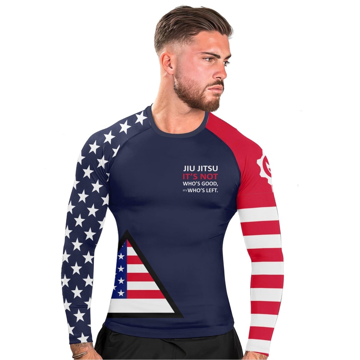 American Flag Blue Long Sleeve Rash Guard - BattleFitGear