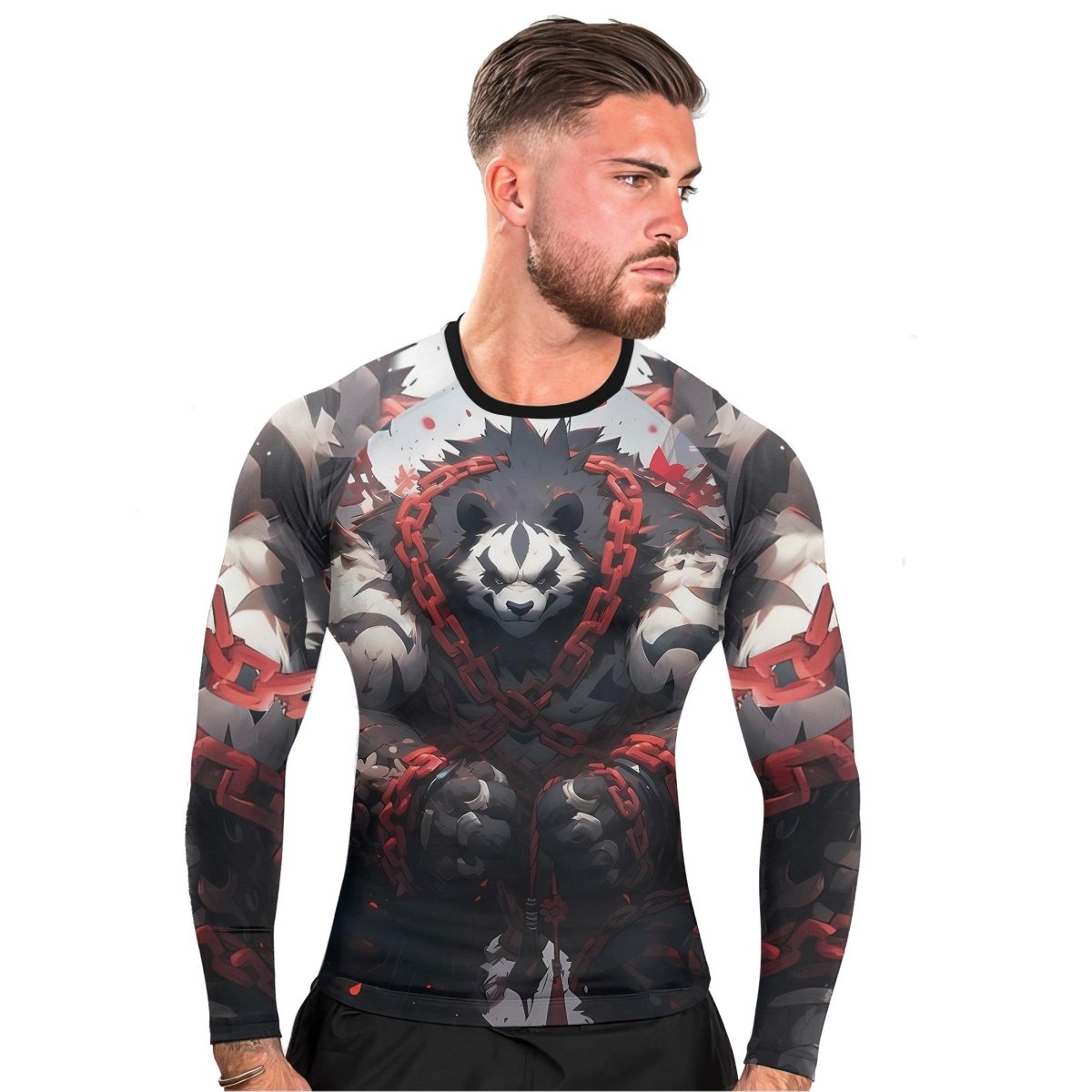 Warrior Panda Skull Long Sleeve Rash Guard - BattleFitGear