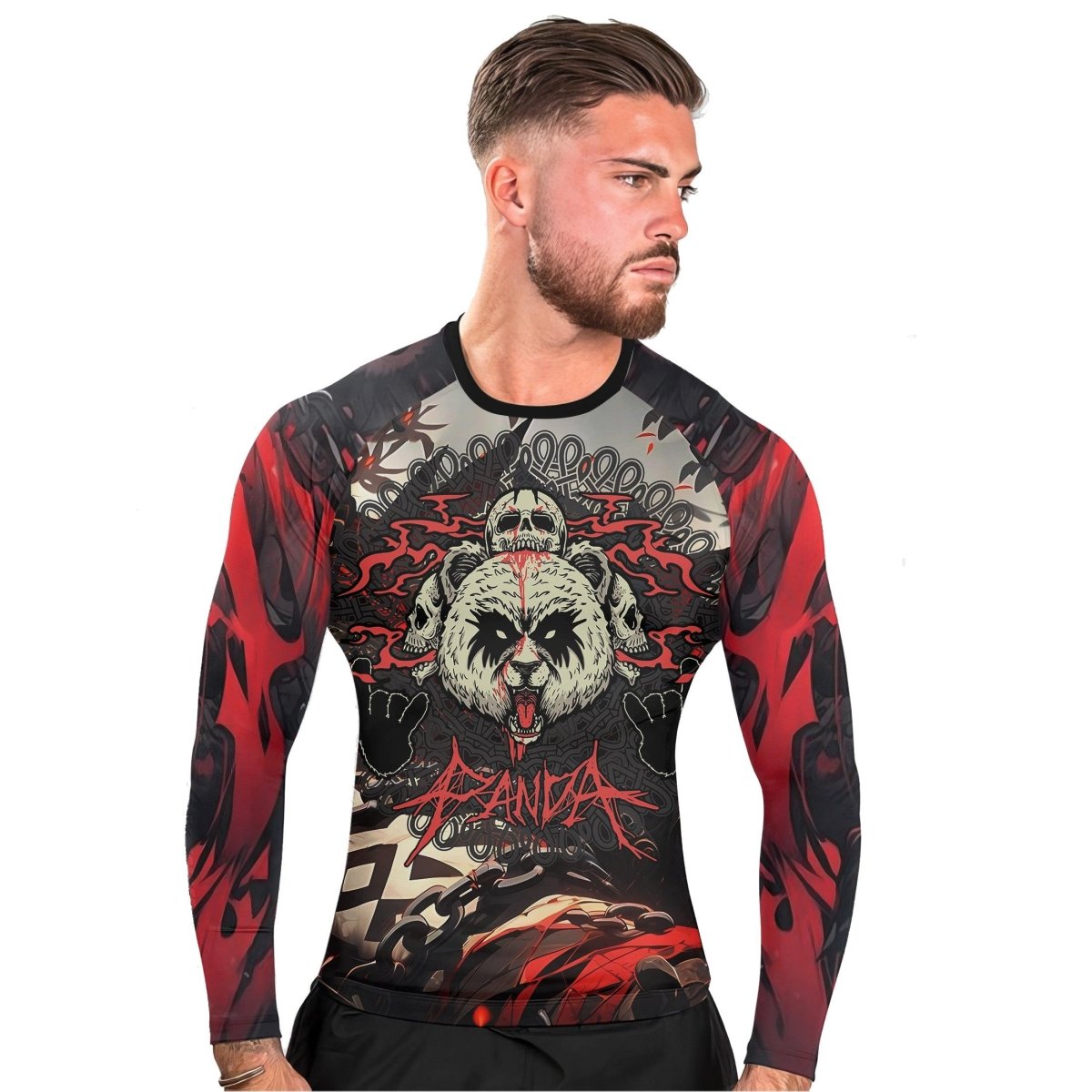 Panda Skull Long Sleeve Rash Guard - BattleFitGear