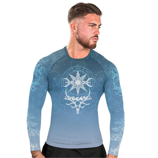 Light Blue YULE Vikings Men's Long Sleeve Rash Guard - BattleFitGear