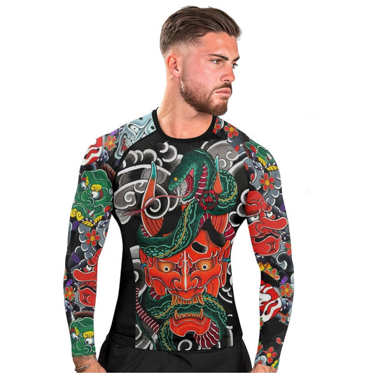 Japanese Viper Oni Men's Long Sleeve Rash Guard - BattleFitGear