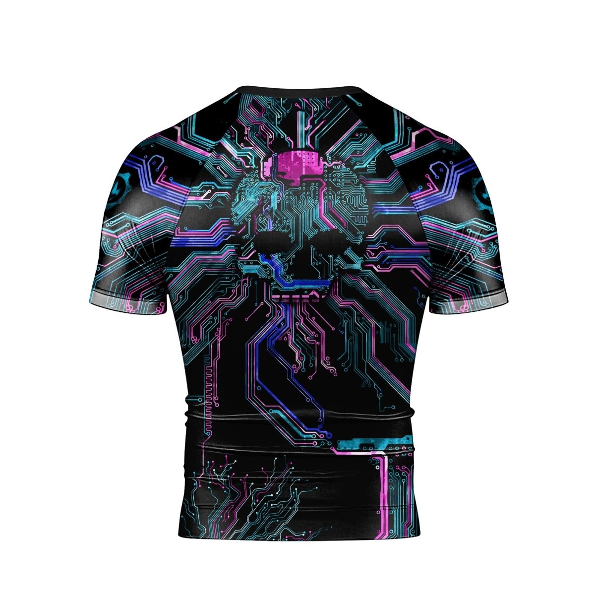 Deadly Glowing Circuit Men's Short Sleeve Rash Guard - BattleFitGear