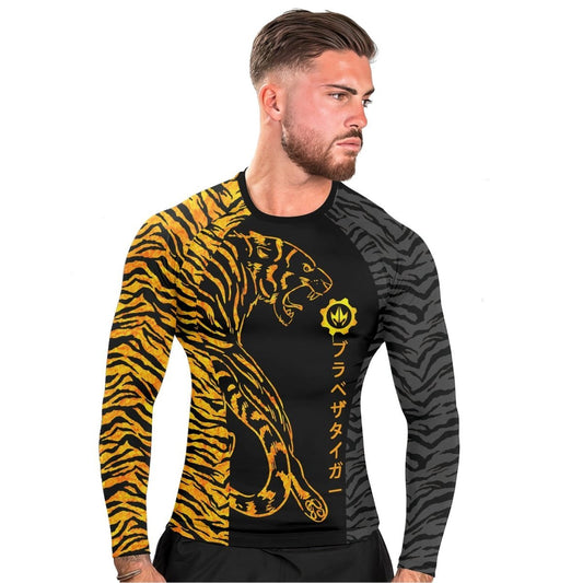 Tiger's Reflection Men's Long Sleeve Rash Guard - BattleFitGear