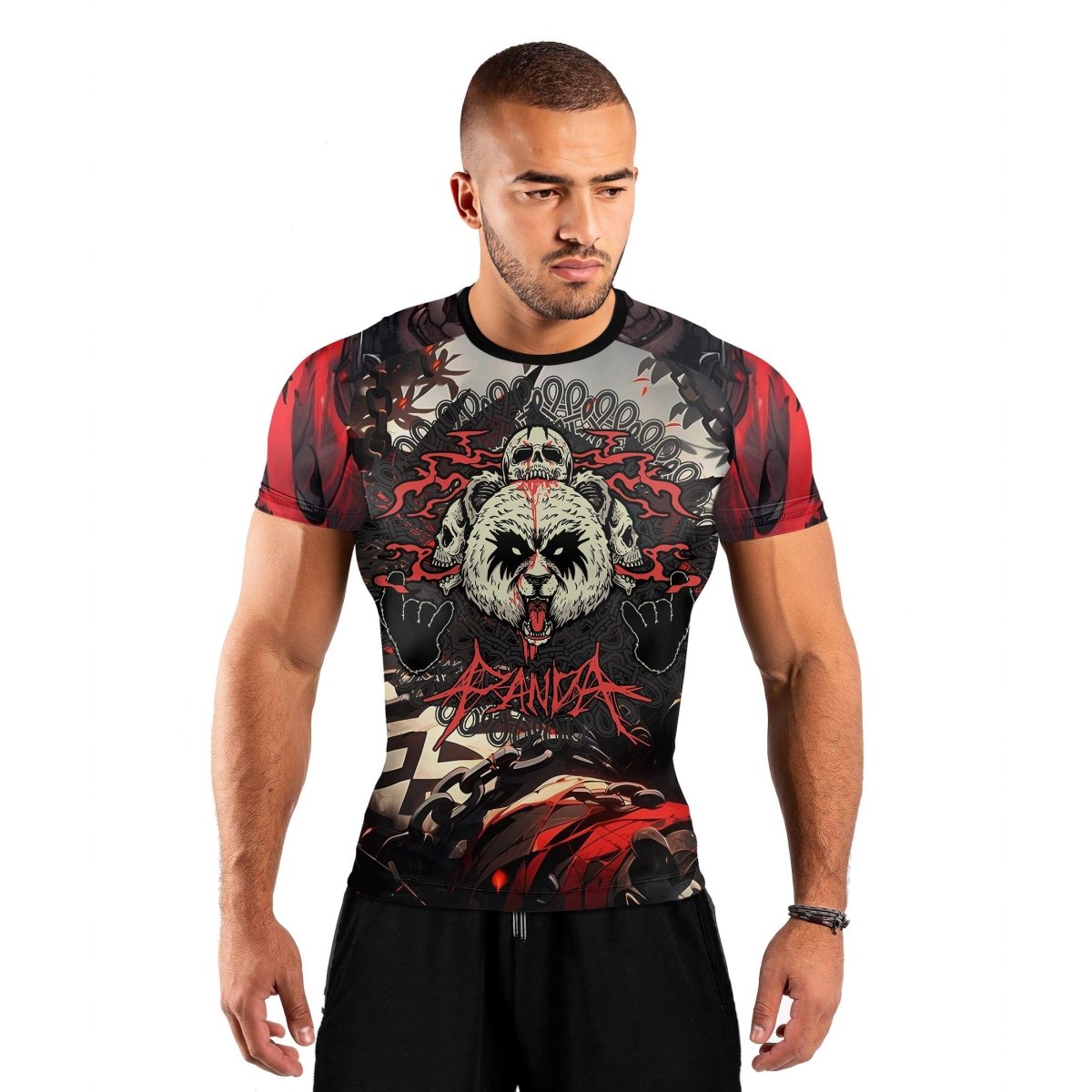 Panda Skull Short Sleeve Rash Guard - BattleFitGear