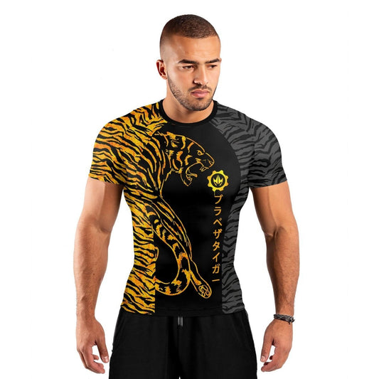 Tiger's Reflection Men's Short Sleeve Rash Guard - BattleFitGear