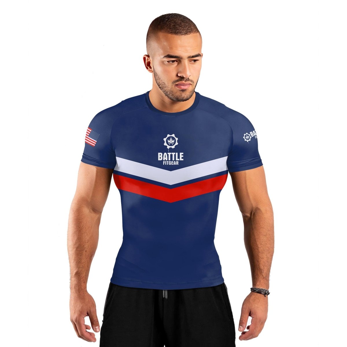 American Flag Short Sleeve Rash Guard - BattleFitGear