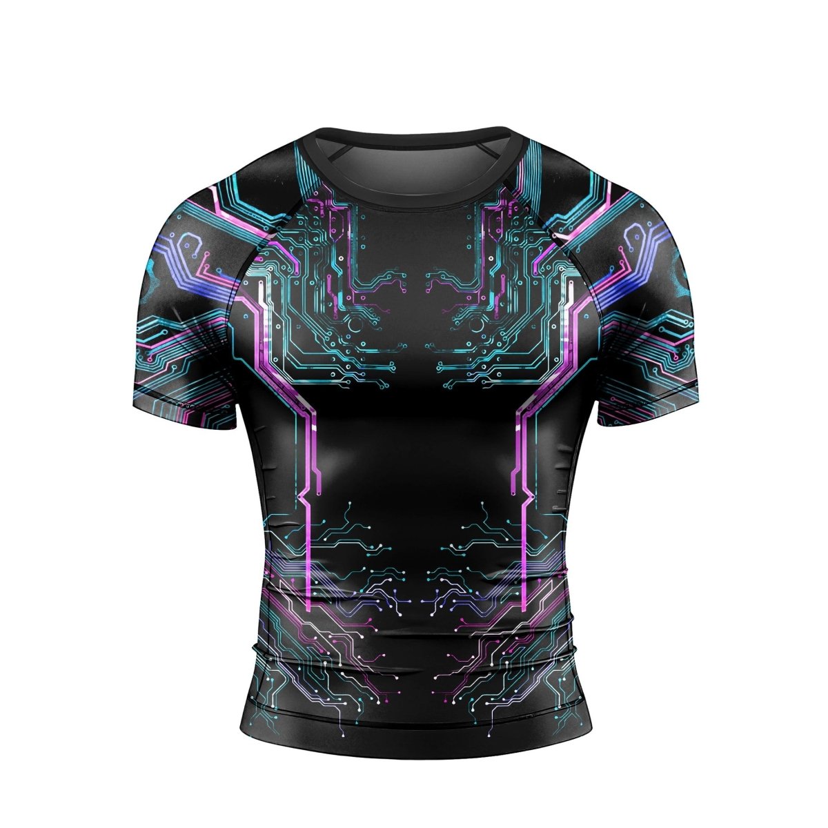 Deadly Glowing Circuit Men's Short Sleeve Rash Guard - BattleFitGear