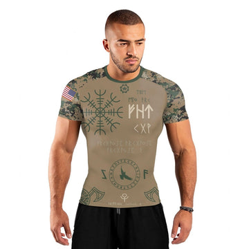 Marine Veteran Viking Men's Short Sleeve Rash Guard - BattleFitGear