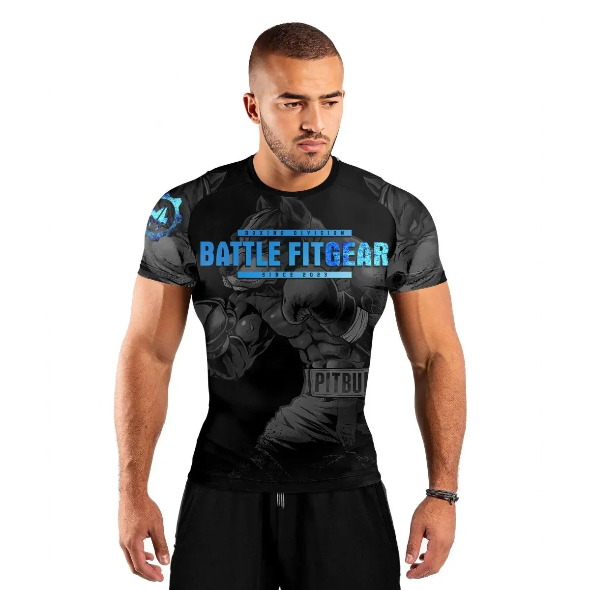 pitbull mma gear Pitbull Boxing Men Short Sleeve Rash Guard