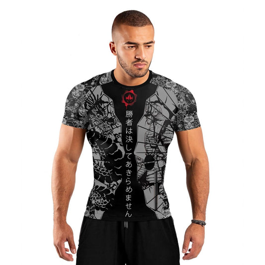 Samurai VS Dragon Men's Short Sleeve Rash Guard - BattleFitGear