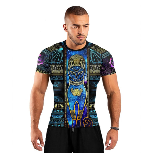 Bastet Galaxy Men's Short Sleeve Rash Guard - BattleFitGear