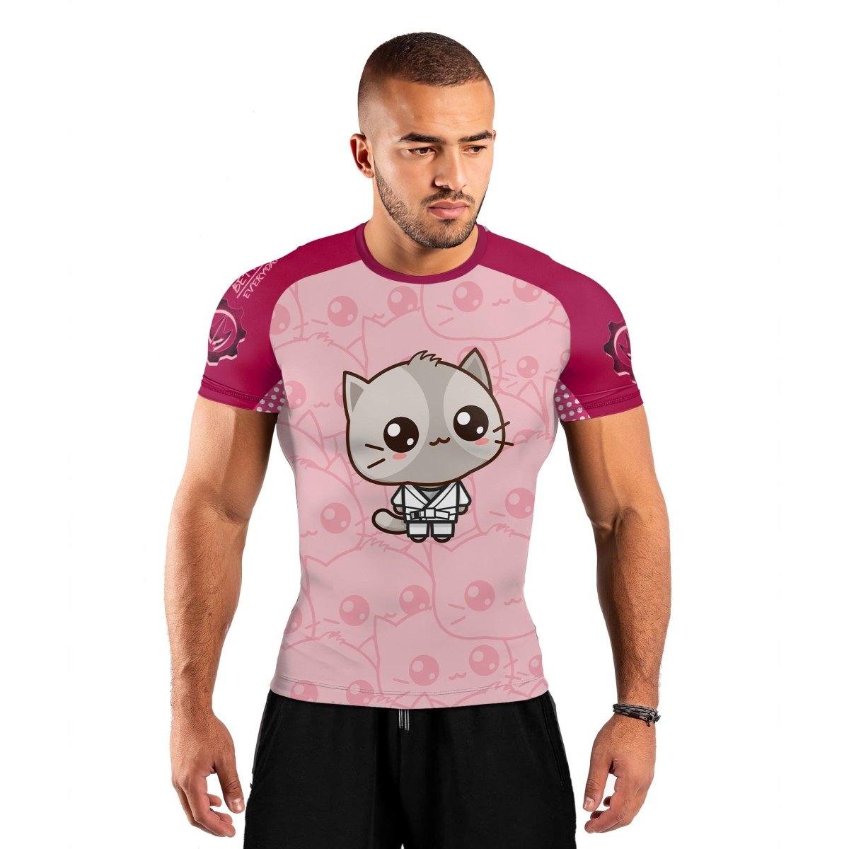 Kimeora Pink Men's Short Sleeve Rash Guard - BattleFitGear