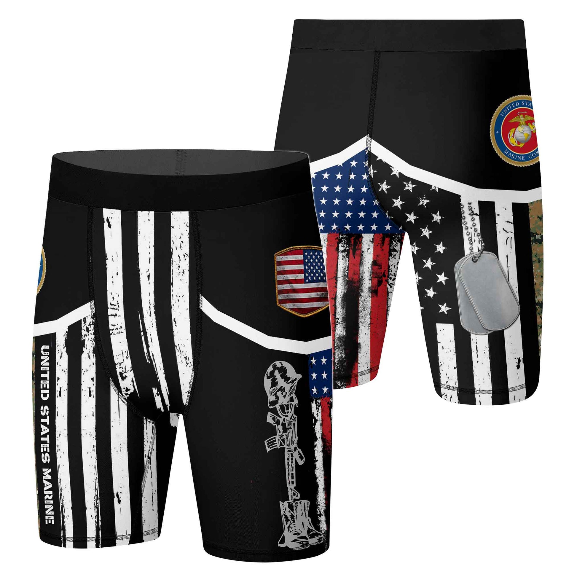 Marine US Flag Compression Shorts