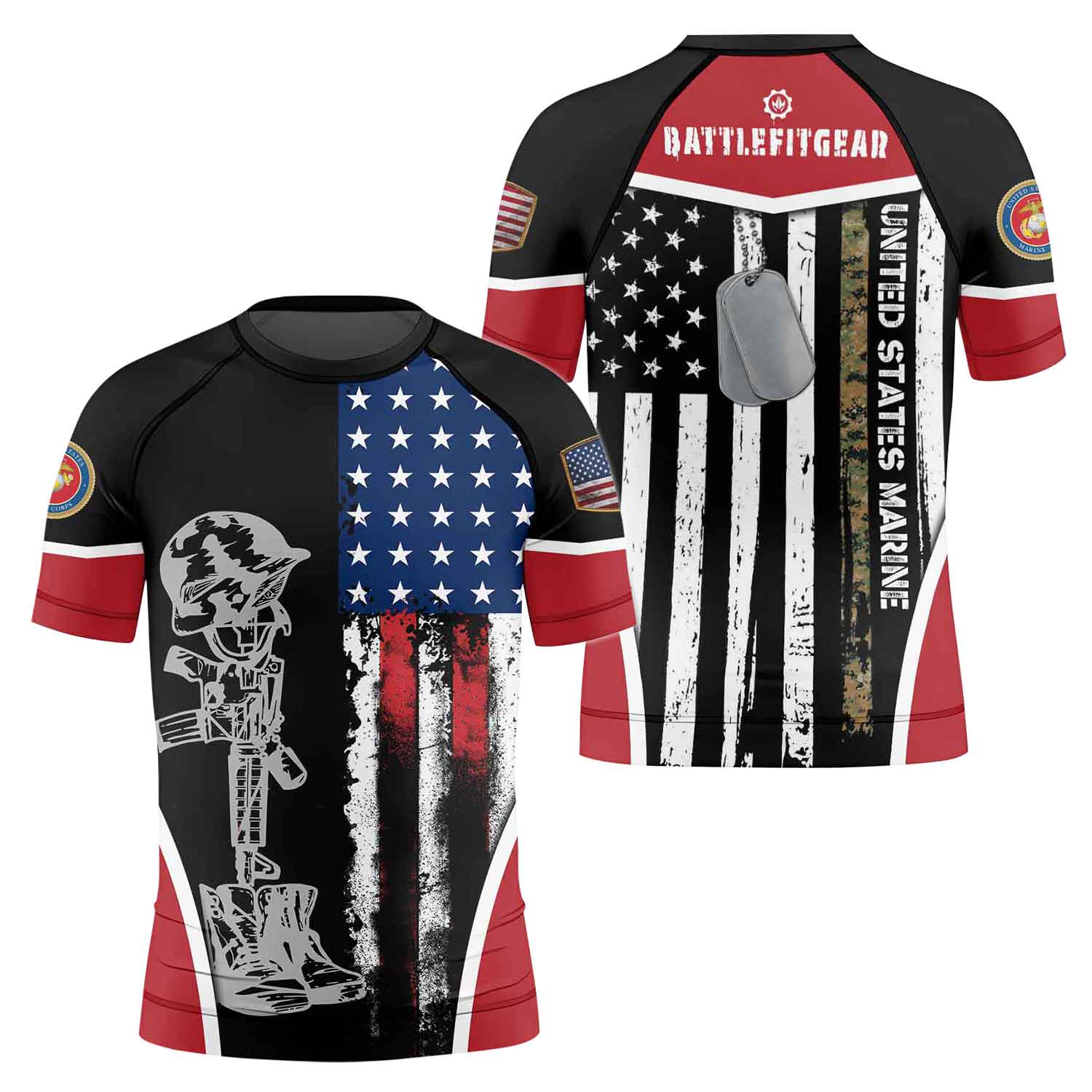 Marine US Flag Kids Rash Guard