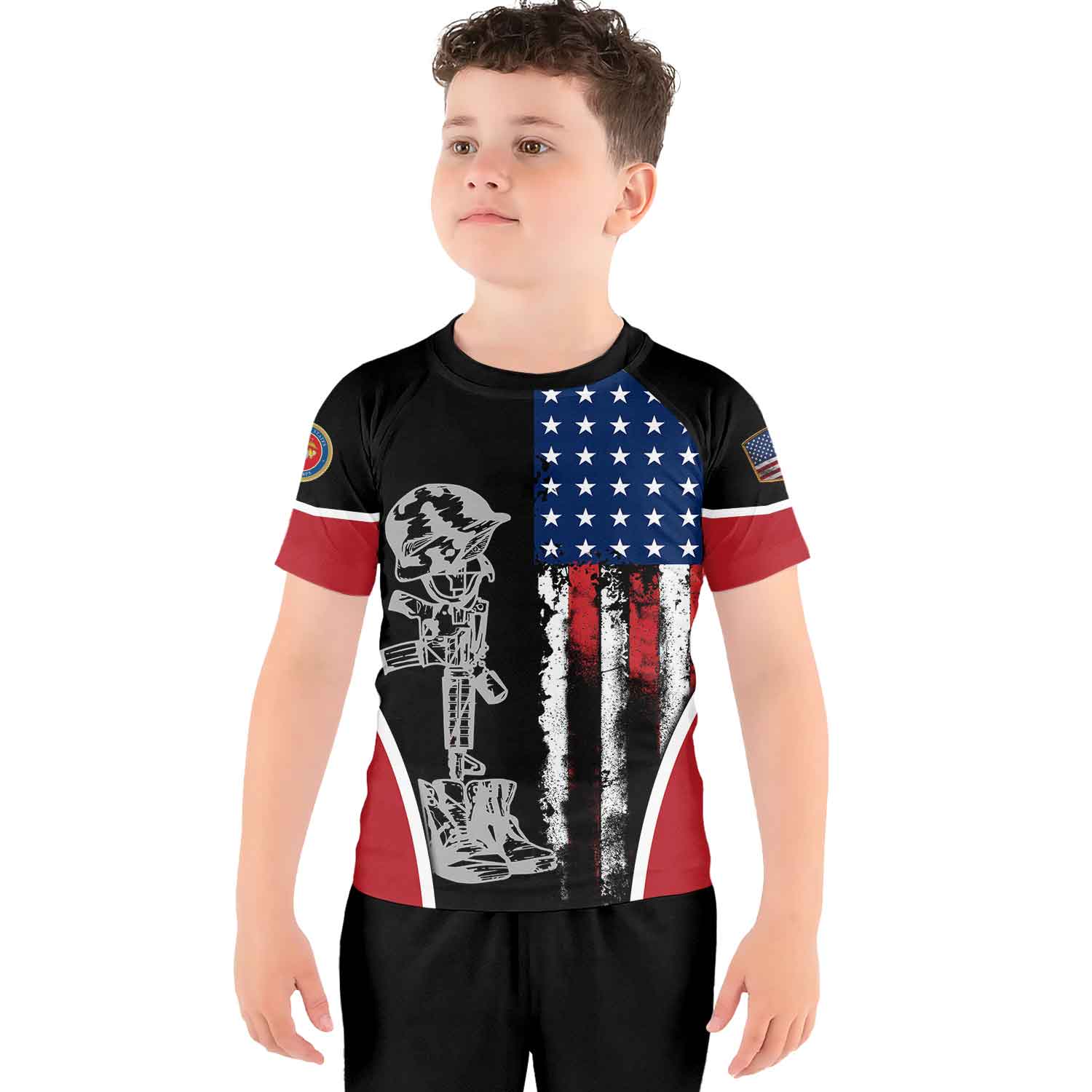 Marine US Flag Kids Rash Guard
