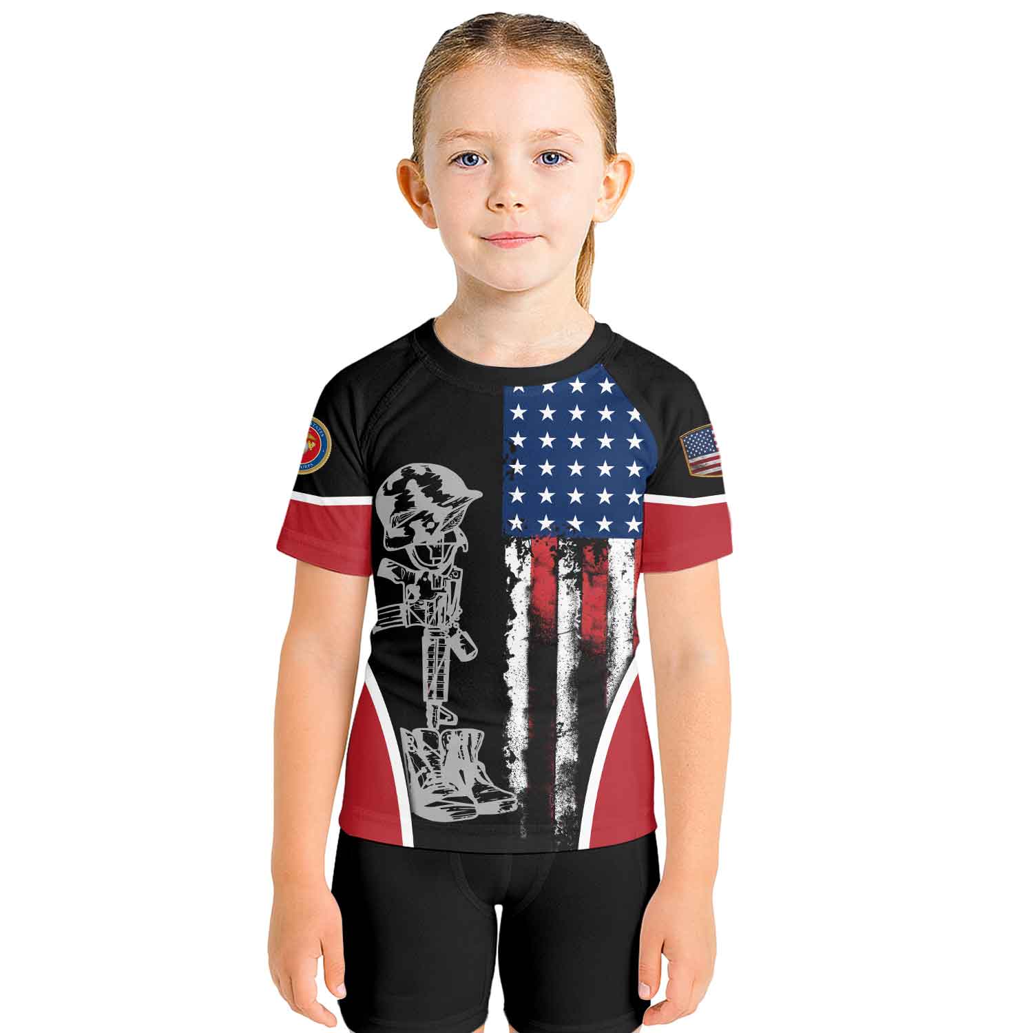 Marine US Flag Kids Rash Guard
