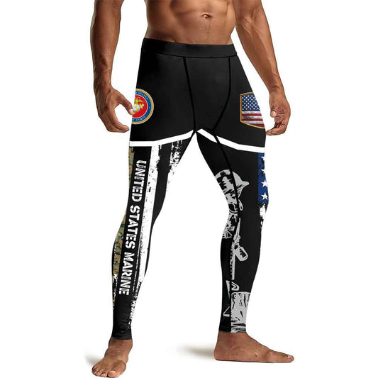 Marine US Flag Men's Compression Leggings