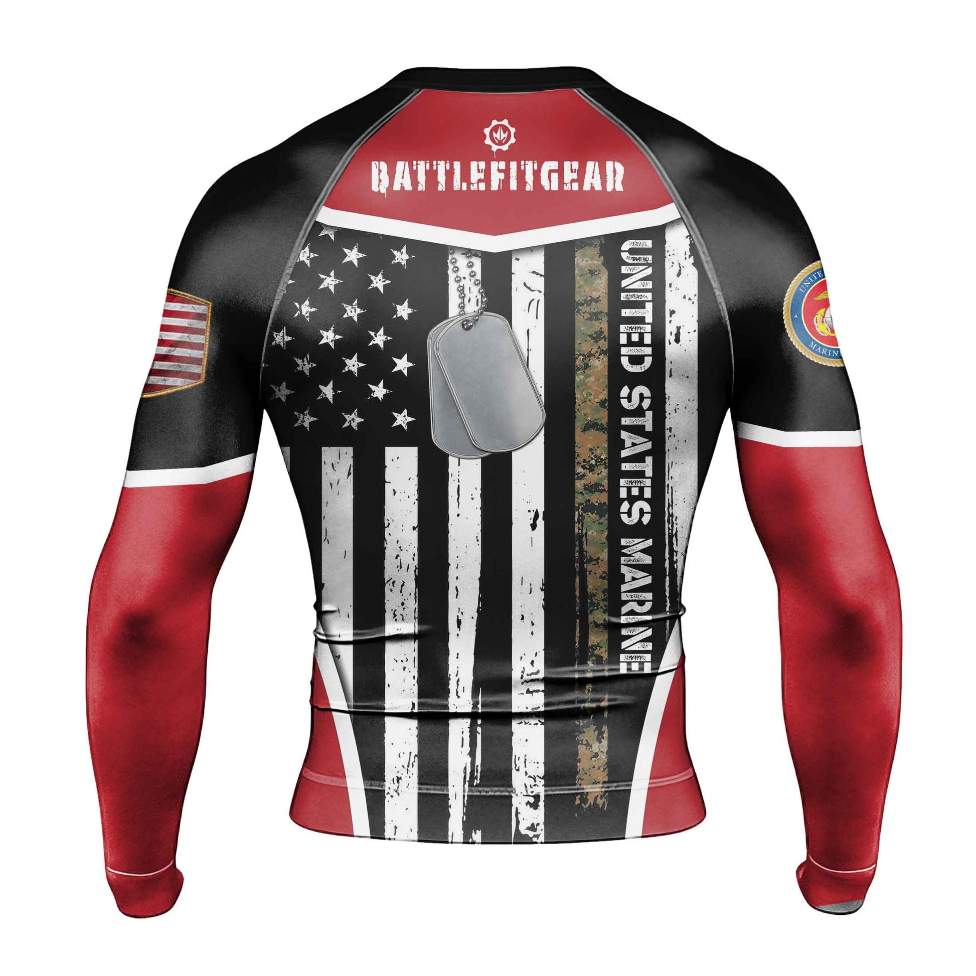 Marine US Flag Men's Long Sleeve Rash Guard