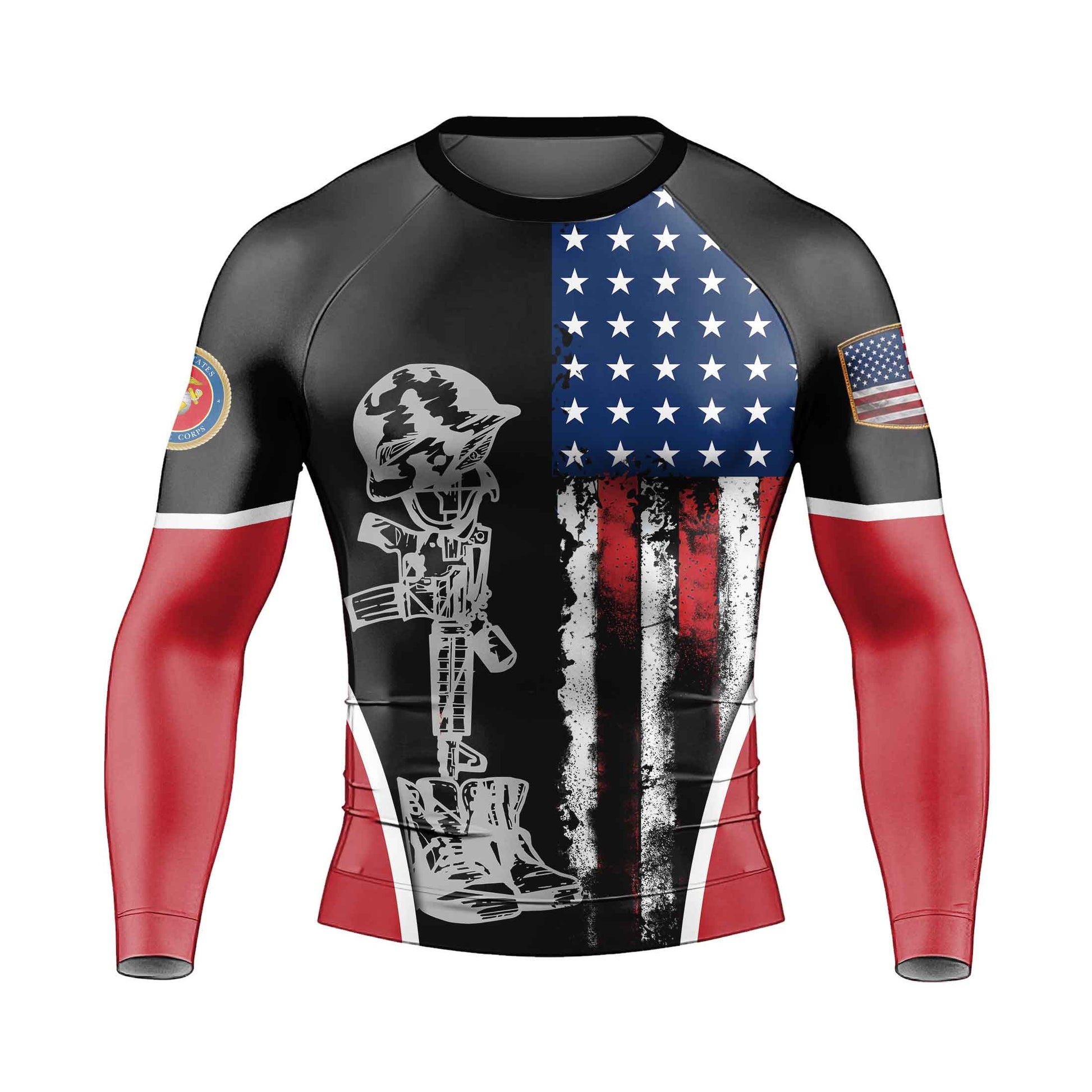 Marine US Flag Men's Long Sleeve Rash Guard