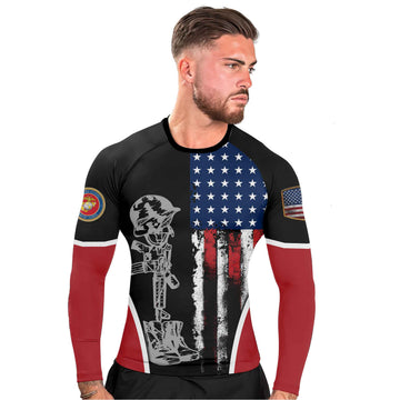Marine US Flag Men's Long Sleeve Rash Guard