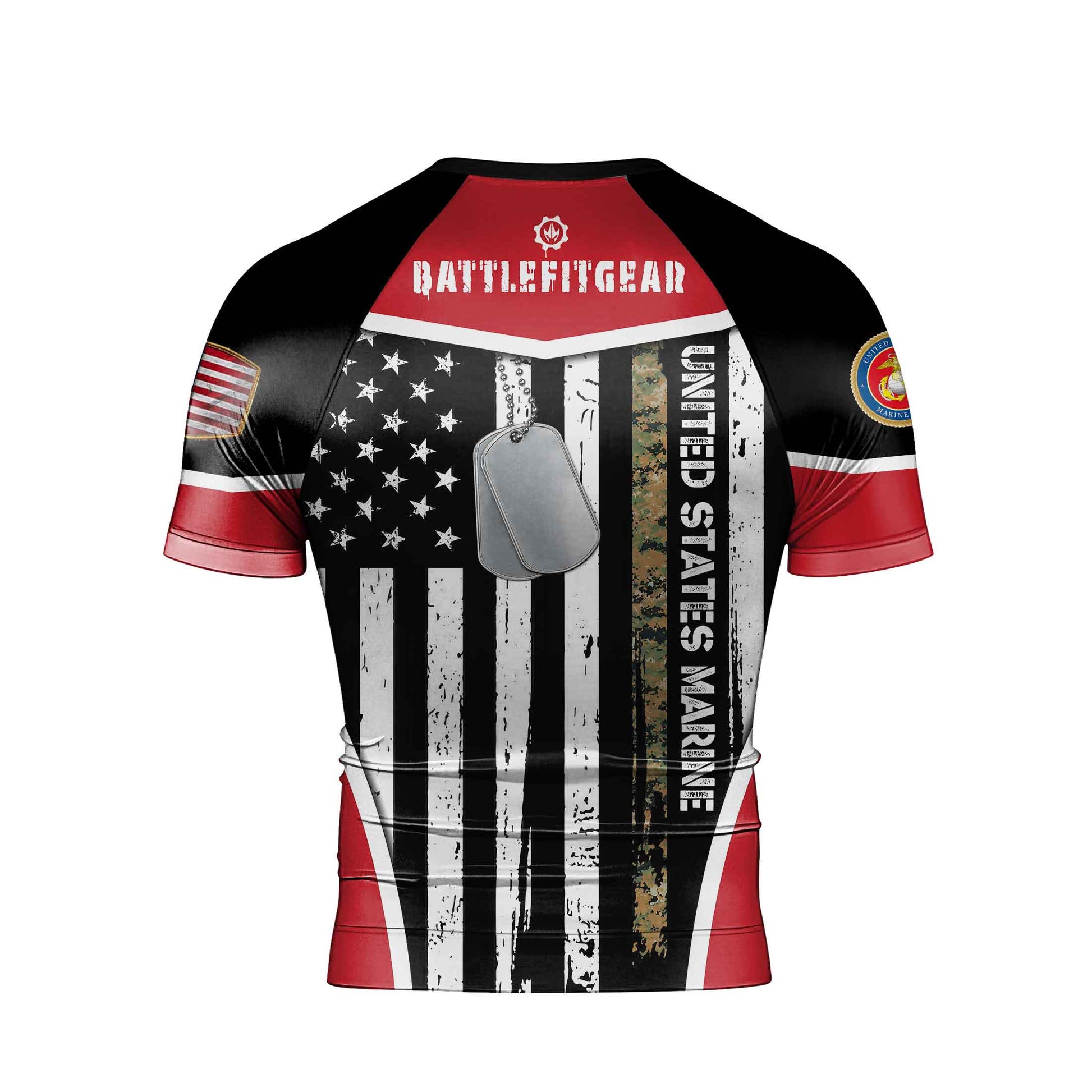 Marine US Flag Men's Short Sleeve Rash Guard