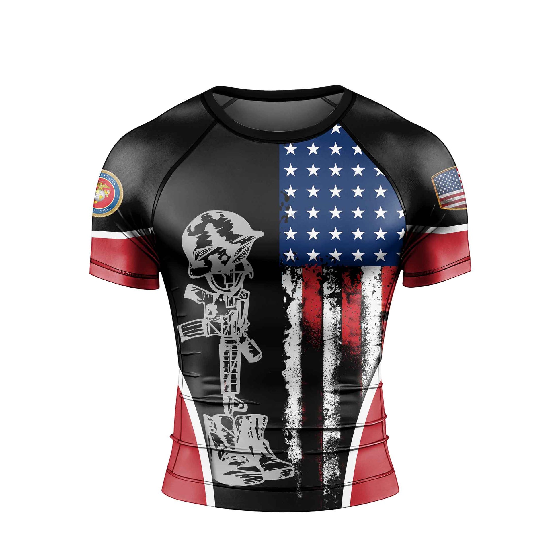 Marine US Flag Men's Short Sleeve Rash Guard