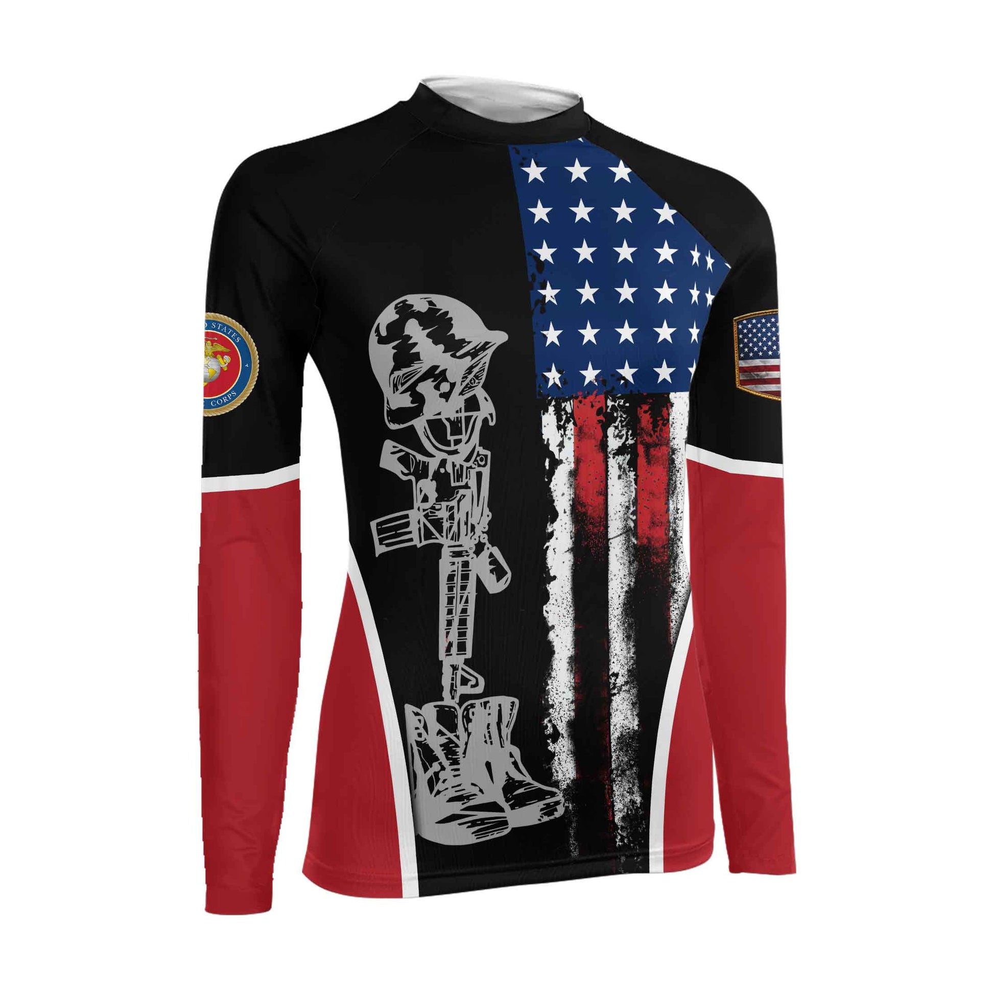 Marine US Flag Women's Long Sleeve Rash Guard