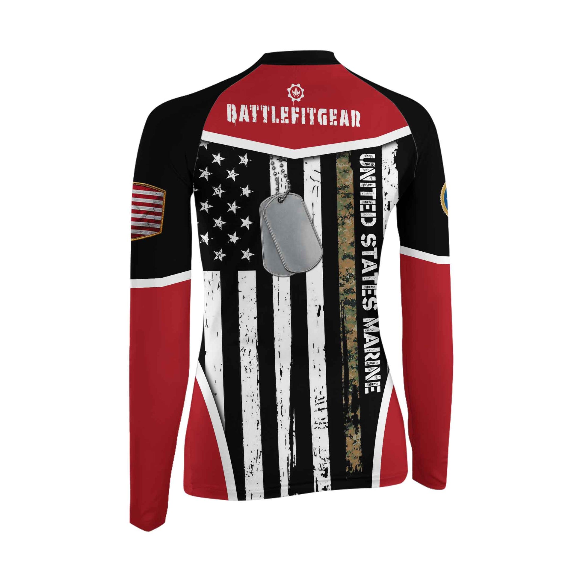 Marine US Flag Women's Long Sleeve Rash Guard