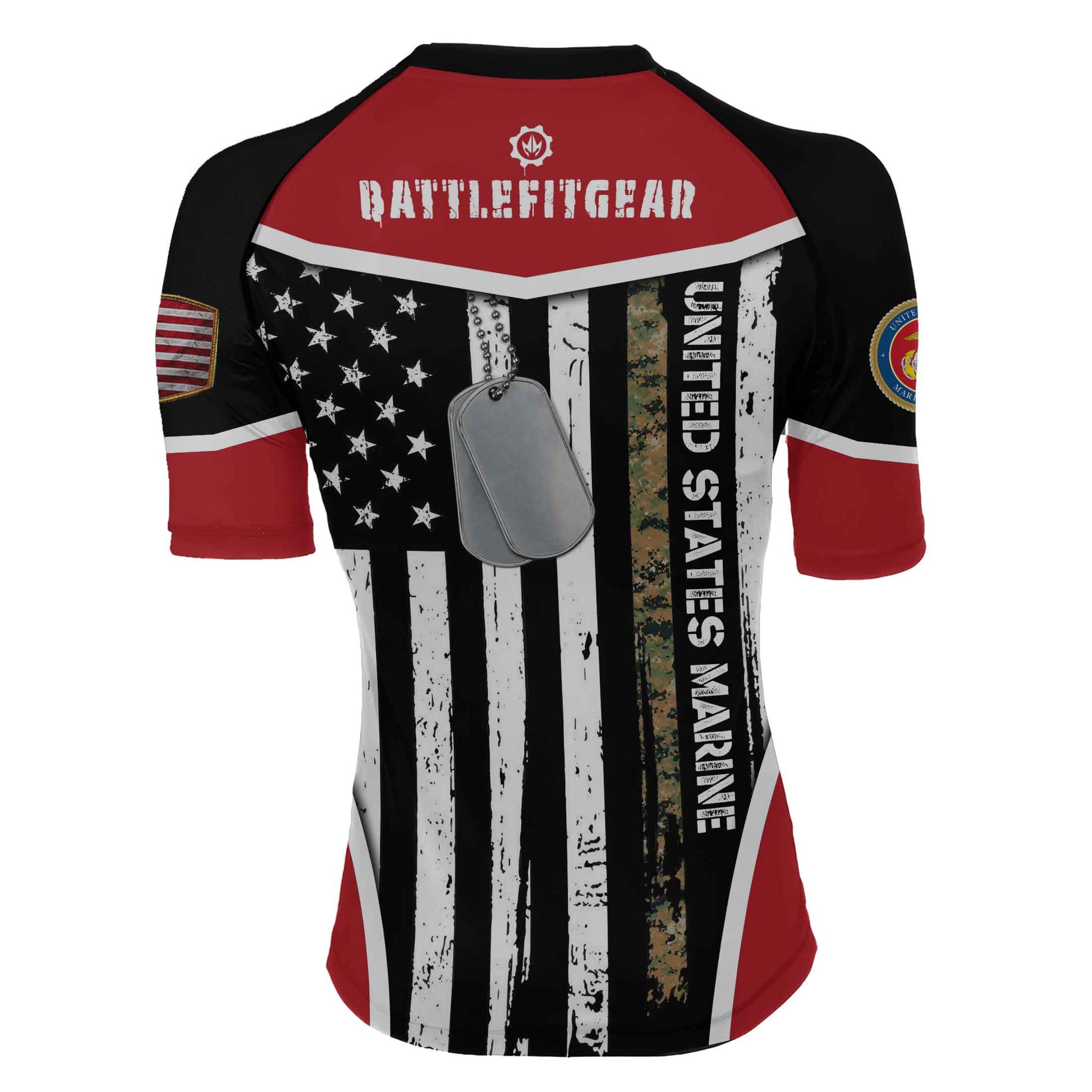 Marine US Flag Women's Short Sleeve Rash Guard
