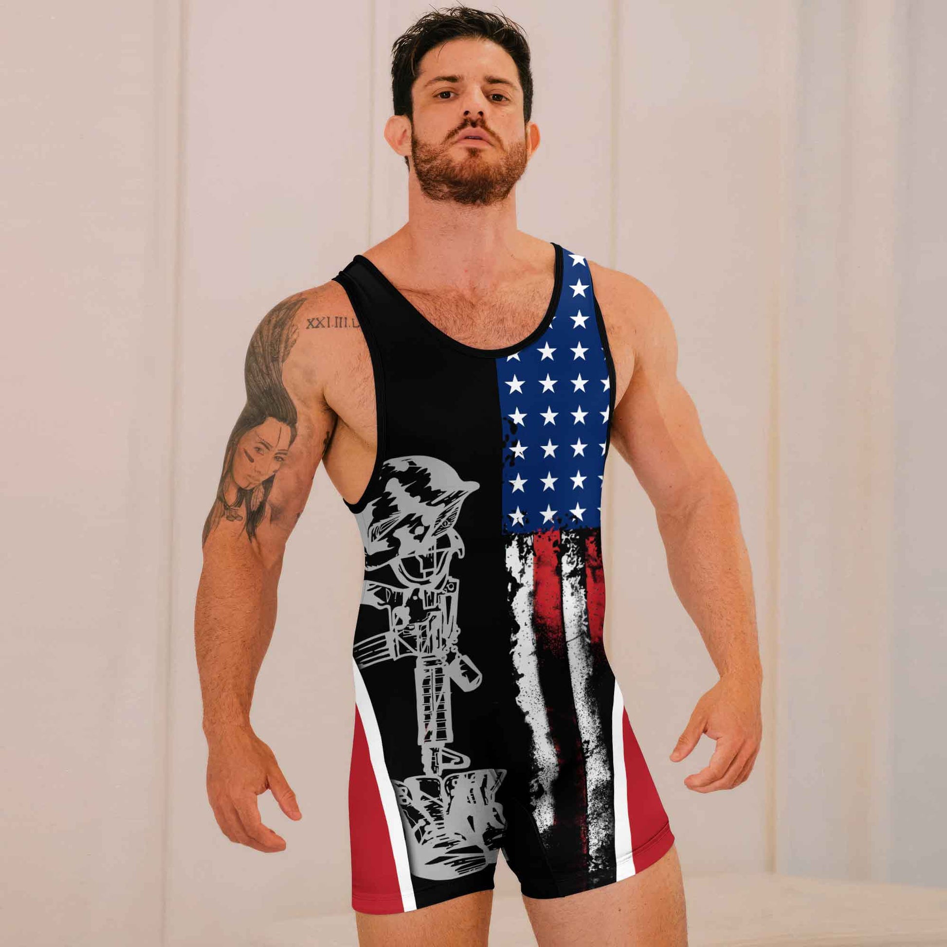 Marine US Flag Wrestling Singlets