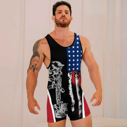 Marine US Flag Wrestling Singlets