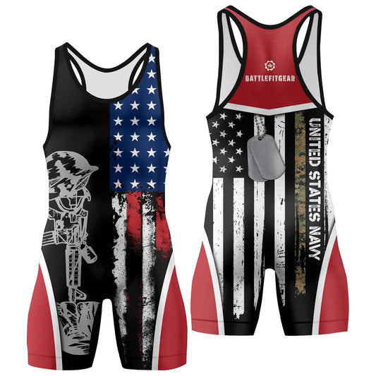 Marine US Flag Wrestling Singlets