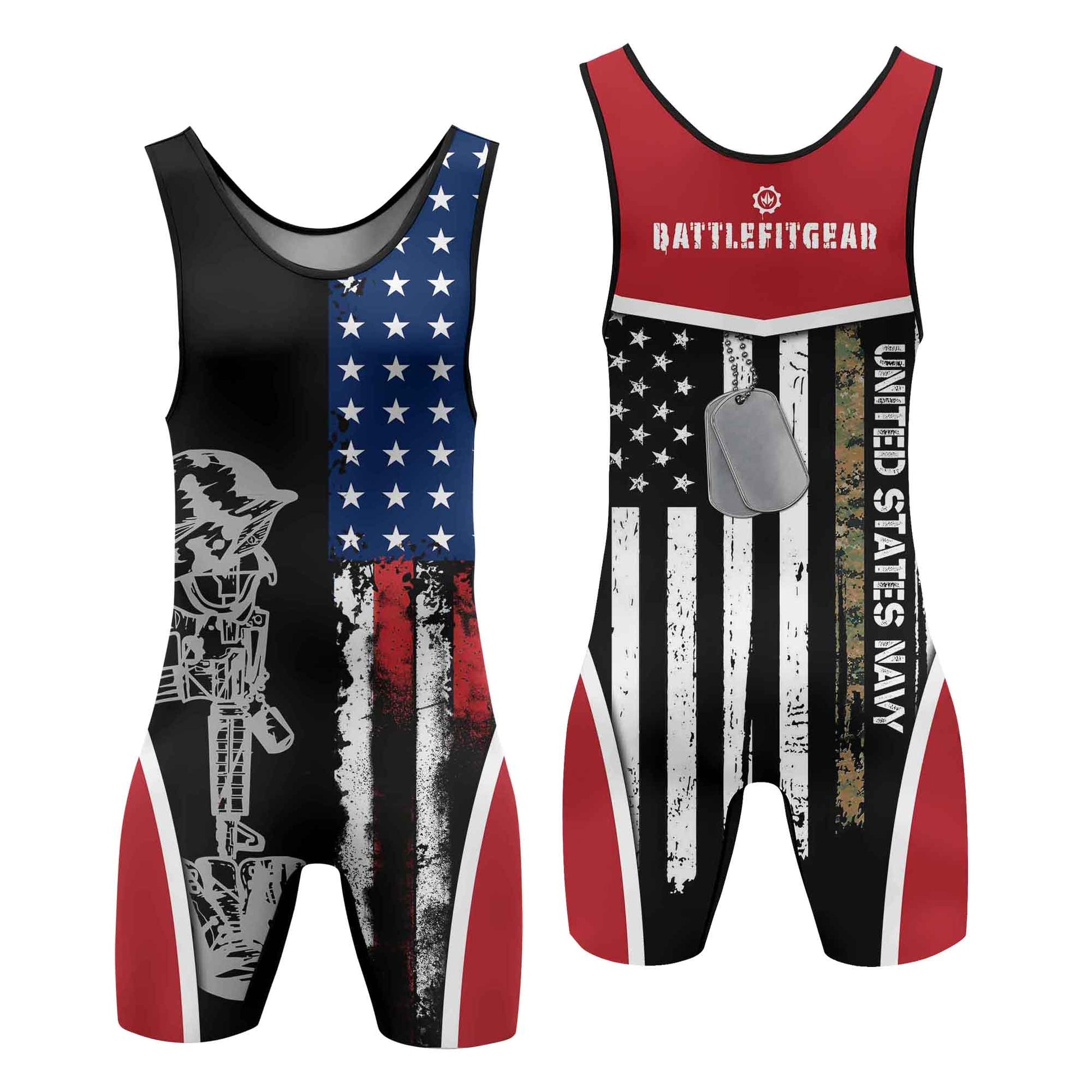 Marine US Flag Wrestling Singlets