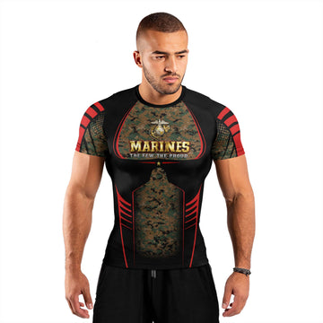 Marines The Few The Proud Men's Short Sleeve Rash Guard