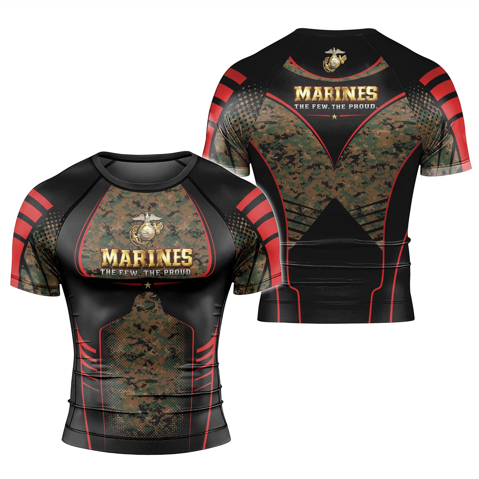 Marines The Few The Proud Men's Short Sleeve Rash Guard