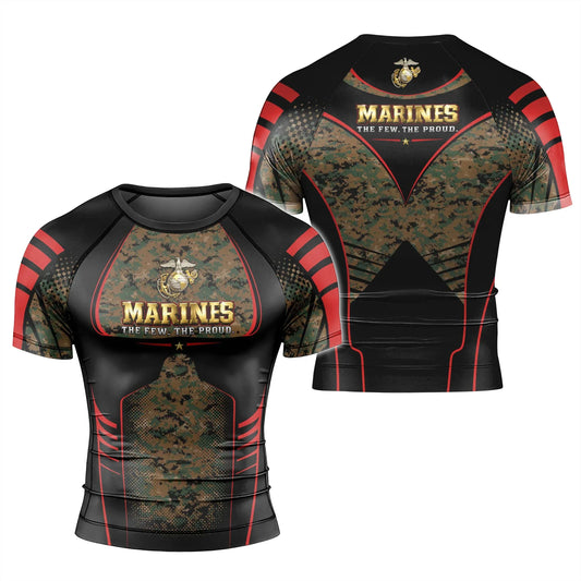 Marines The Few The Proud Men's Short Sleeve Rash Guard