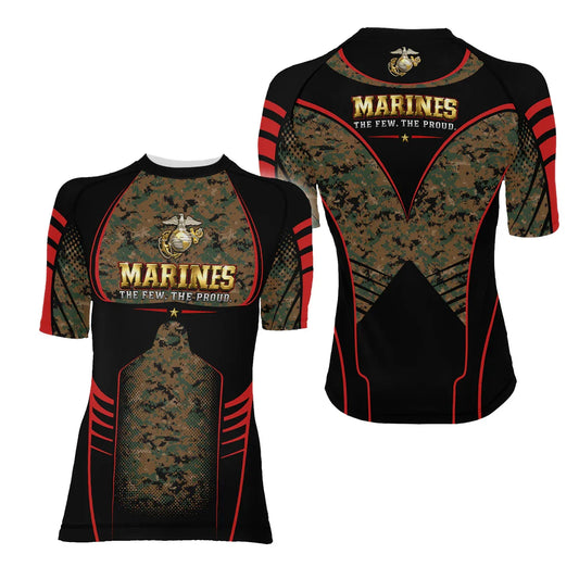 Marines The Few The Proud Women's Short Sleeve Rash Guard