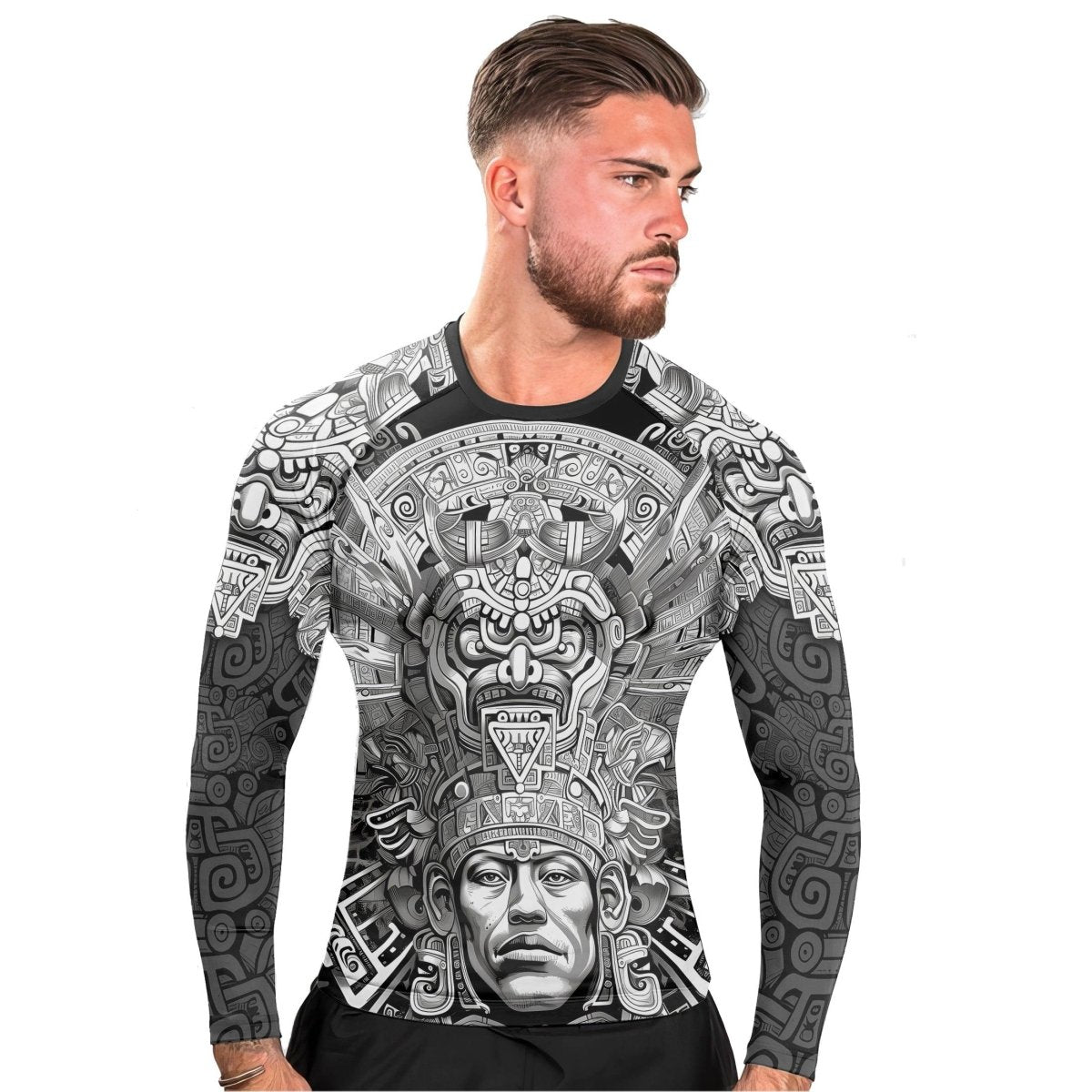 Brave Aztec Warrior Men's Long Sleeve Rash Guard - BattleFitGear