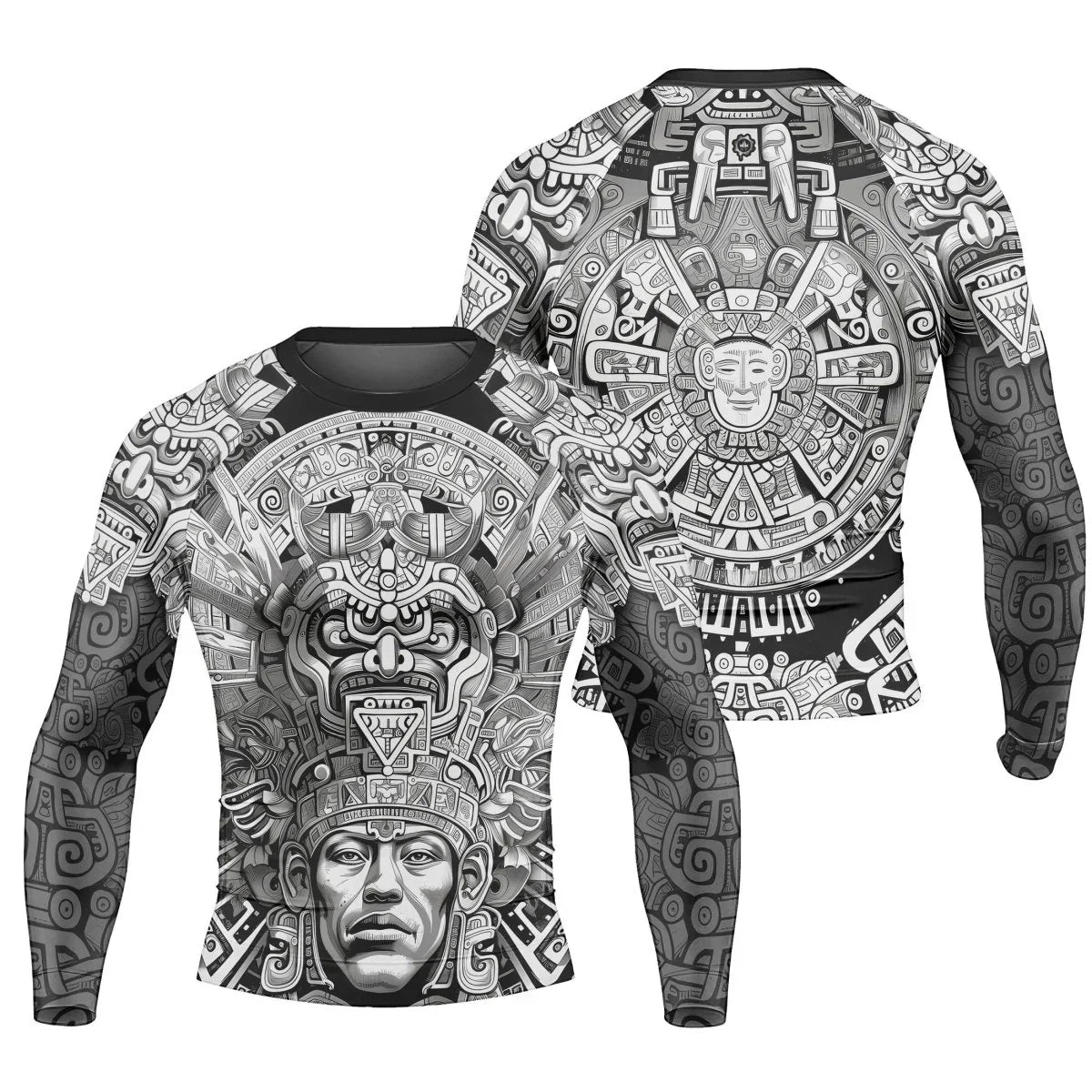 Brave Aztec Warrior Men's Long Sleeve Rash Guard